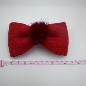 Fluffy and Soft Red Bow Hair Clip, New